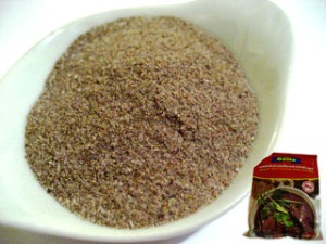 A bowl of homemade seasoning for noodles. Noodles seasoning